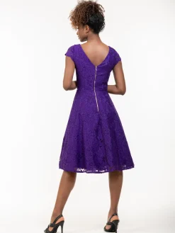 Jolie Moi Occasion Dresses|Mother Of The Bride-1950s Cap Sleeve Lace Prom Dress, Purple