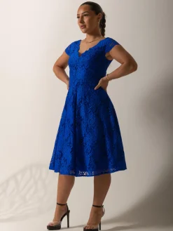 Jolie Moi Occasion Dresses|Mother Of The Bride-1950s Cap Sleeve Lace Prom Dress, Royal Blue