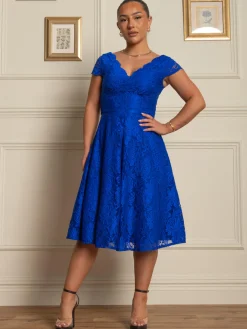 Jolie Moi Occasion Dresses|Mother Of The Bride-1950s Cap Sleeve Lace Prom Dress, Royal Blue