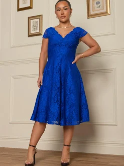 Jolie Moi Occasion Dresses|Mother Of The Bride-1950s Cap Sleeve Lace Prom Dress, Royal Blue