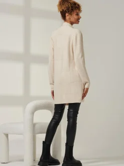 Jolie Moi Knitted Cardigan|Knitted Jumpers-Shawl Collar Check Knit Cardigan, Beige Heather