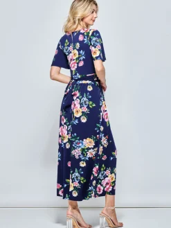 Jolie Moi Occasion Dresses|Floral Dresses-Sherya Jersey Angel Sleeve Maxi Dress, Floral Multi