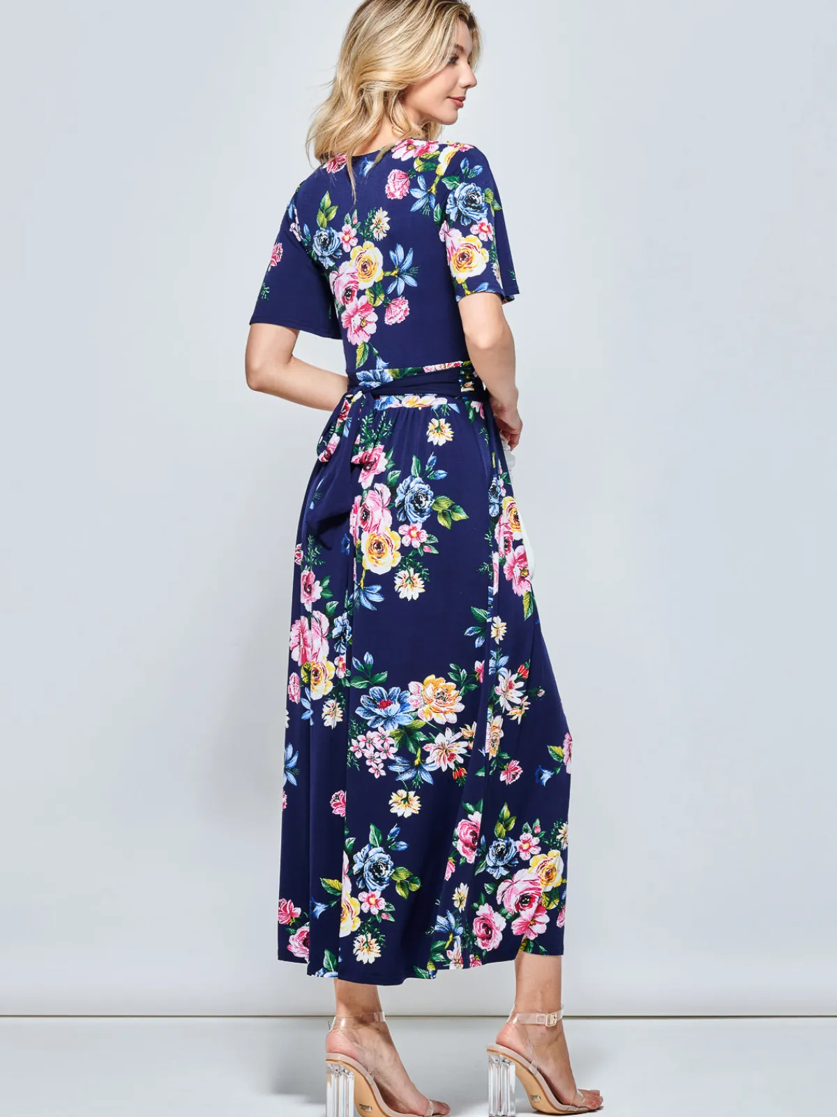 Jolie Moi Occasion Dresses|Floral Dresses-Sherya Jersey Angel Sleeve Maxi Dress, Floral Multi