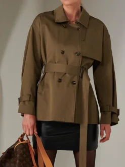 Jolie Moi Coats & Jackets-hort Trench Coat, Khaki