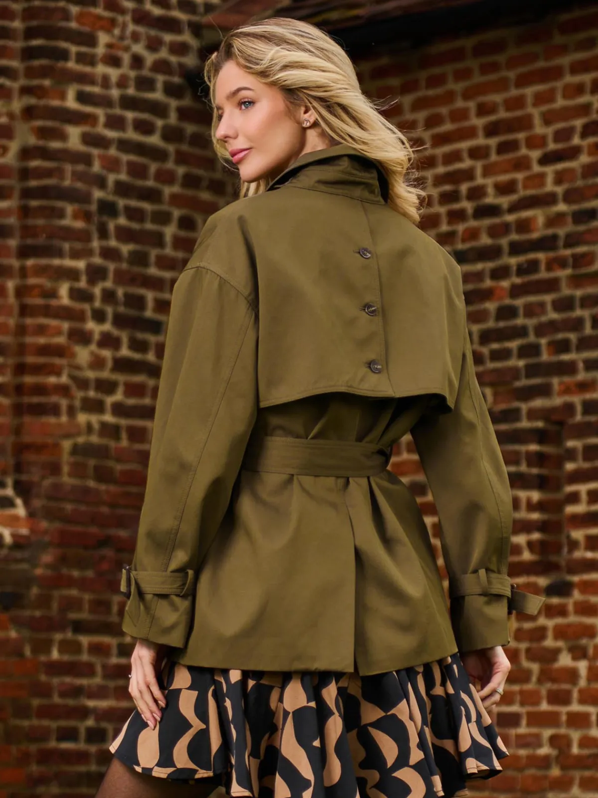 Jolie Moi Coats & Jackets-hort Trench Coat, Khaki