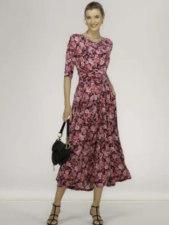 Jolie Moi Occasion Dresses|Floral Dresses-Sienna 3/4 Sleeve Maxi Dress, Floral Multi