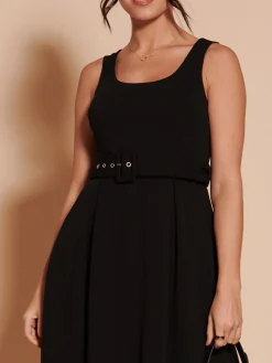 Jolie Moi Occasion Dresses|Sleeveless Dresses-1950's Inspired Belted Swing Dress,