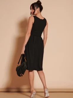 Jolie Moi Occasion Dresses|Sleeveless Dresses-1950's Inspired Belted Swing Dress,