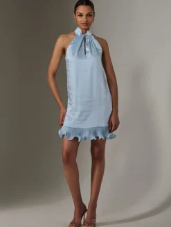 Jolie Moi Occasion Dresses|Party Dresses-Sleeveless Satin Mini Dress, Blue
