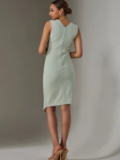 Jolie Moi Occasion Dresses|Sleeveless Dresses-Sleeveless Wrap Front Midi Dress, Light Green