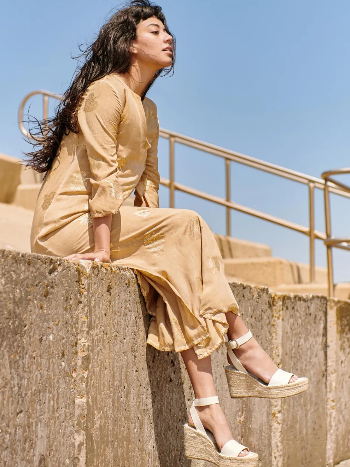 Jolie Moi Occasion Dresses|Weekend Casuals-3/4 eeve ooe Fit Hoiday Tunic axi Dre, Khaki Pattern