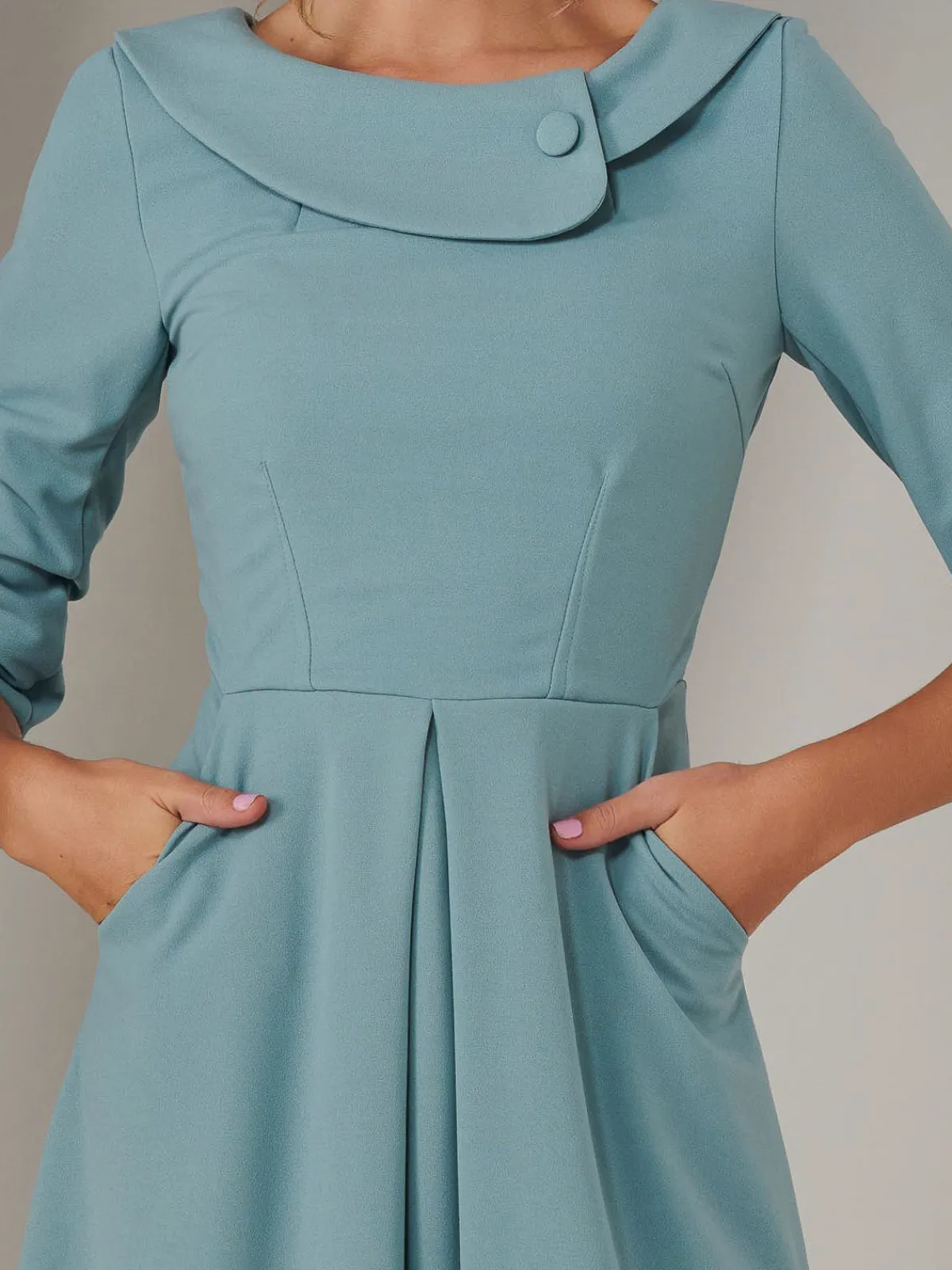 Jolie Moi Occasion Dresses|Race Day Dresses-Sloan 3/4 Sleeve Midi Dress, Duck Egg Blue