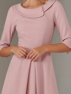 Jolie Moi Occasion Dresses|Race Day Dresses-Sloan 3/4 Sleeve Midi Dress, Dusty Pink
