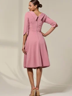 Jolie Moi Occasion Dresses|Mother Of The Bride-Sloan 3/4 Sleeve Midi Dress, Mauve Pink