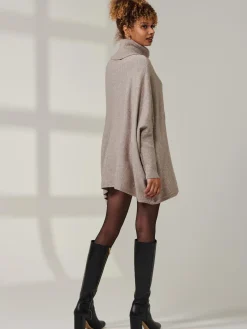 Jolie Moi Weekend Casuals|Knitted Jumpers-Star Front Roll Neck Knit Jumper, Taupe
