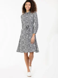Jolie Moi Occasion Dresses|Shirt Dresses-Susan Fit & Flare Shirt Dress , Black Animal