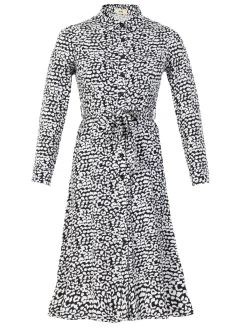 Jolie Moi Occasion Dresses|Shirt Dresses-Susan Fit & Flare Shirt Dress , Black Animal