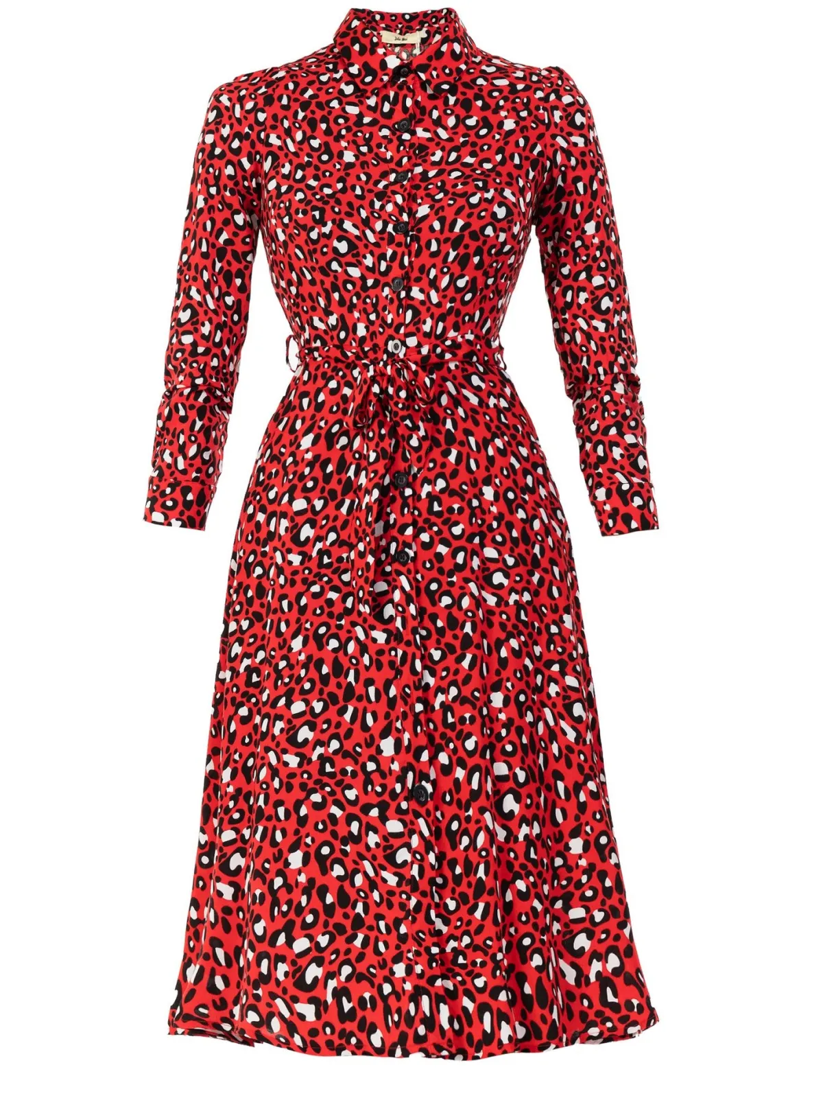 Jolie Moi Shirt Dresses|Office Dresses-Susan Fit & Flare Shirt Dress , Red Animal