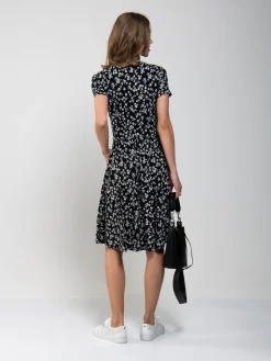 Jolie Moi Office Wear|Jersey Dresses-Sweetheart Neck Swing Dress, Black/White