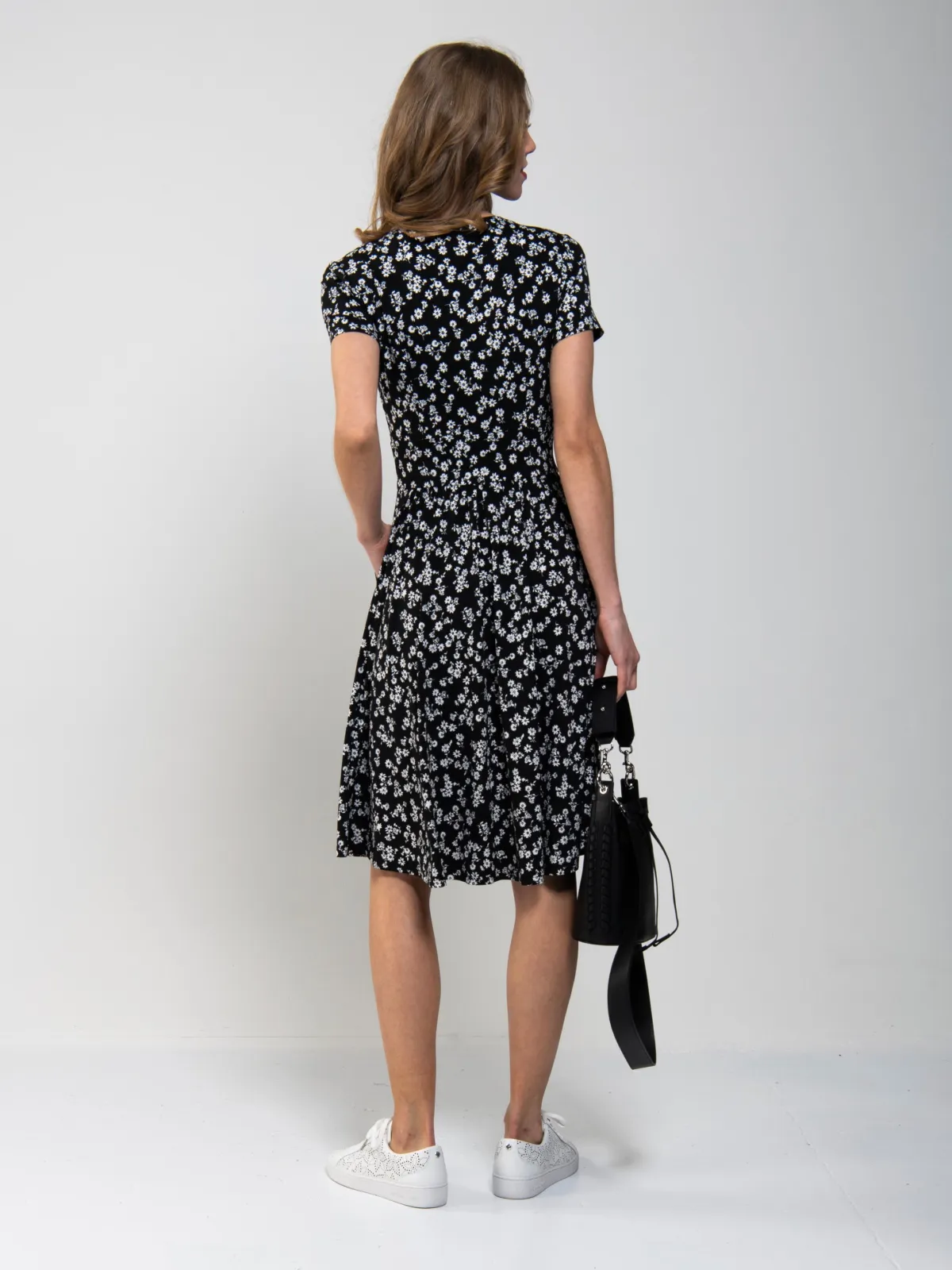 Jolie Moi Office Wear|Jersey Dresses-Sweetheart Neck Swing Dress, Black/White