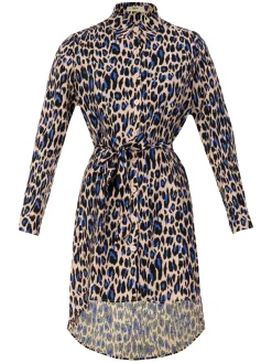 Jolie Moi Shirt Dresses|Weekend Casuals-Sylvia Longline Shirt Dress, Blue Animal