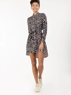 Jolie Moi Shirt Dresses|Weekend Casuals-Sylvia Longline Shirt Dress, Blue Animal