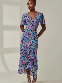 Jolie Moi Occasion Dresses|Floral Dresses-Tiered Floral Maxi Dress, Floral Multi