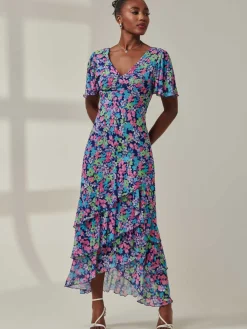 Jolie Moi Occasion Dresses|Floral Dresses-Tiered Floral Maxi Dress, Floral Multi