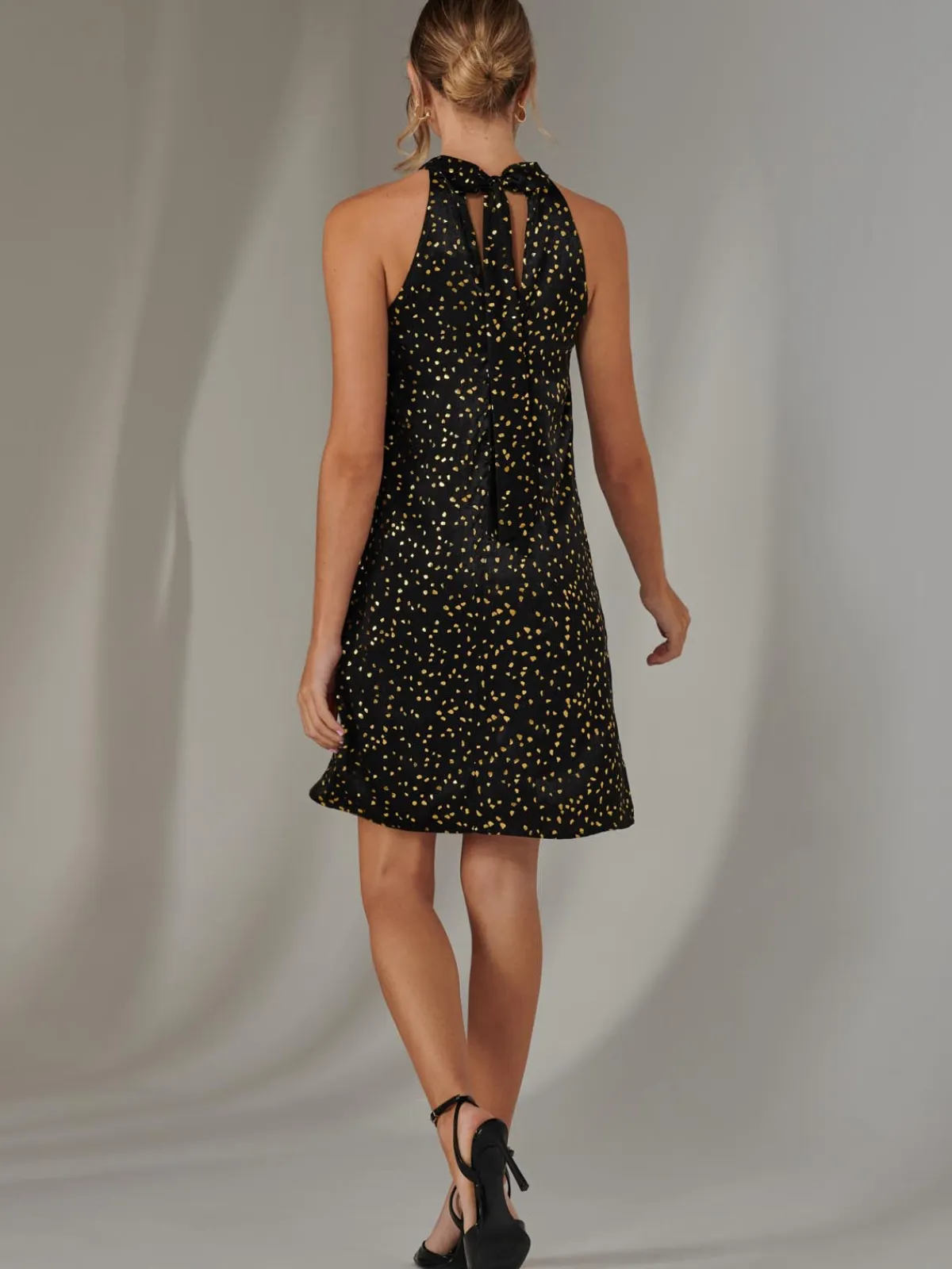 Jolie Moi Occasion Dresses|Party Dresses-Twisted Halter Neck Mini Dress, Black