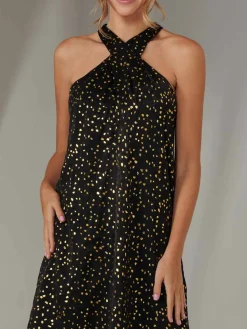 Jolie Moi Occasion Dresses|Party Dresses-Twisted Halter Neck Mini Dress, Black
