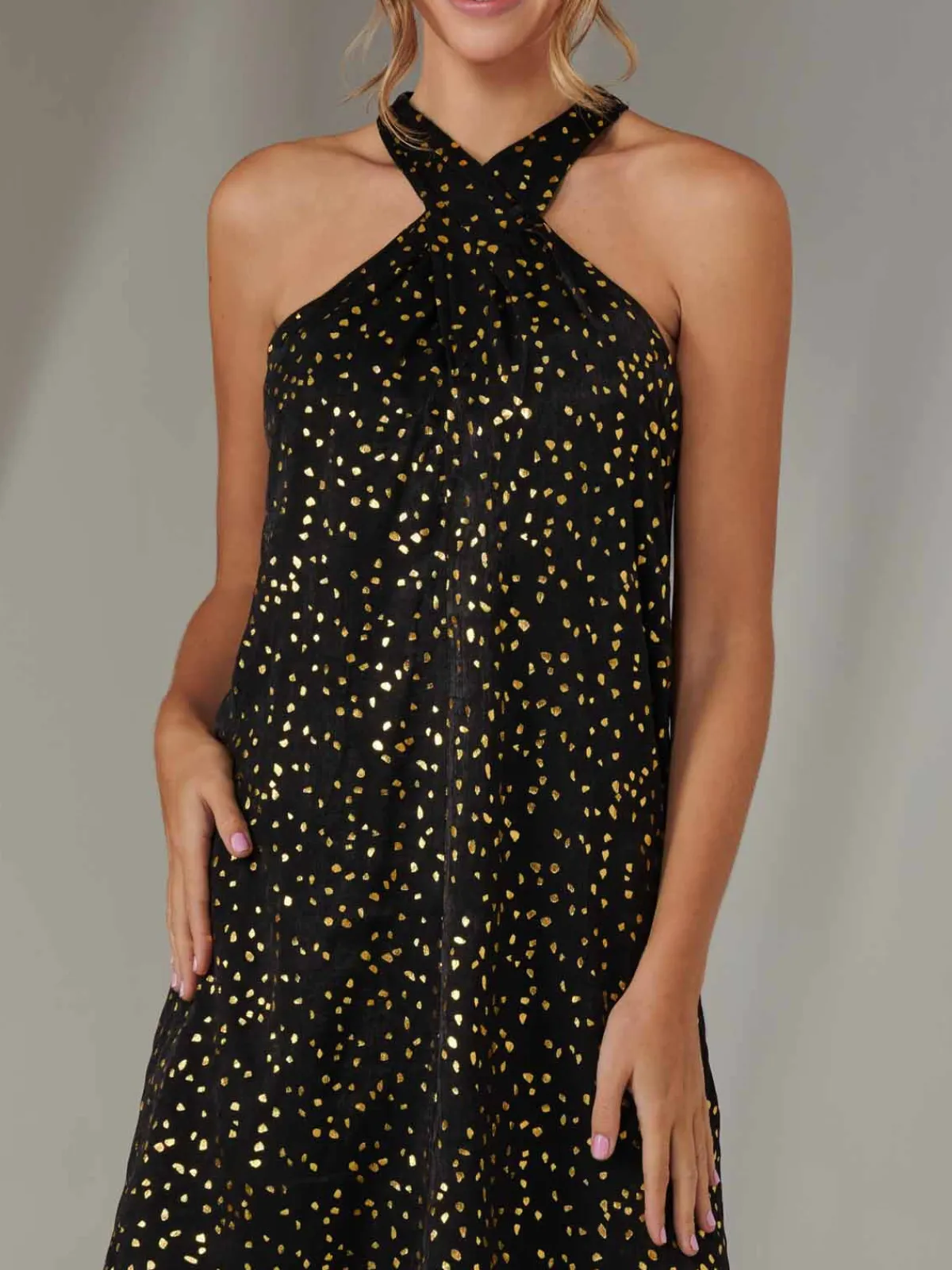 Jolie Moi Occasion Dresses|Party Dresses-Twisted Halter Neck Mini Dress, Black