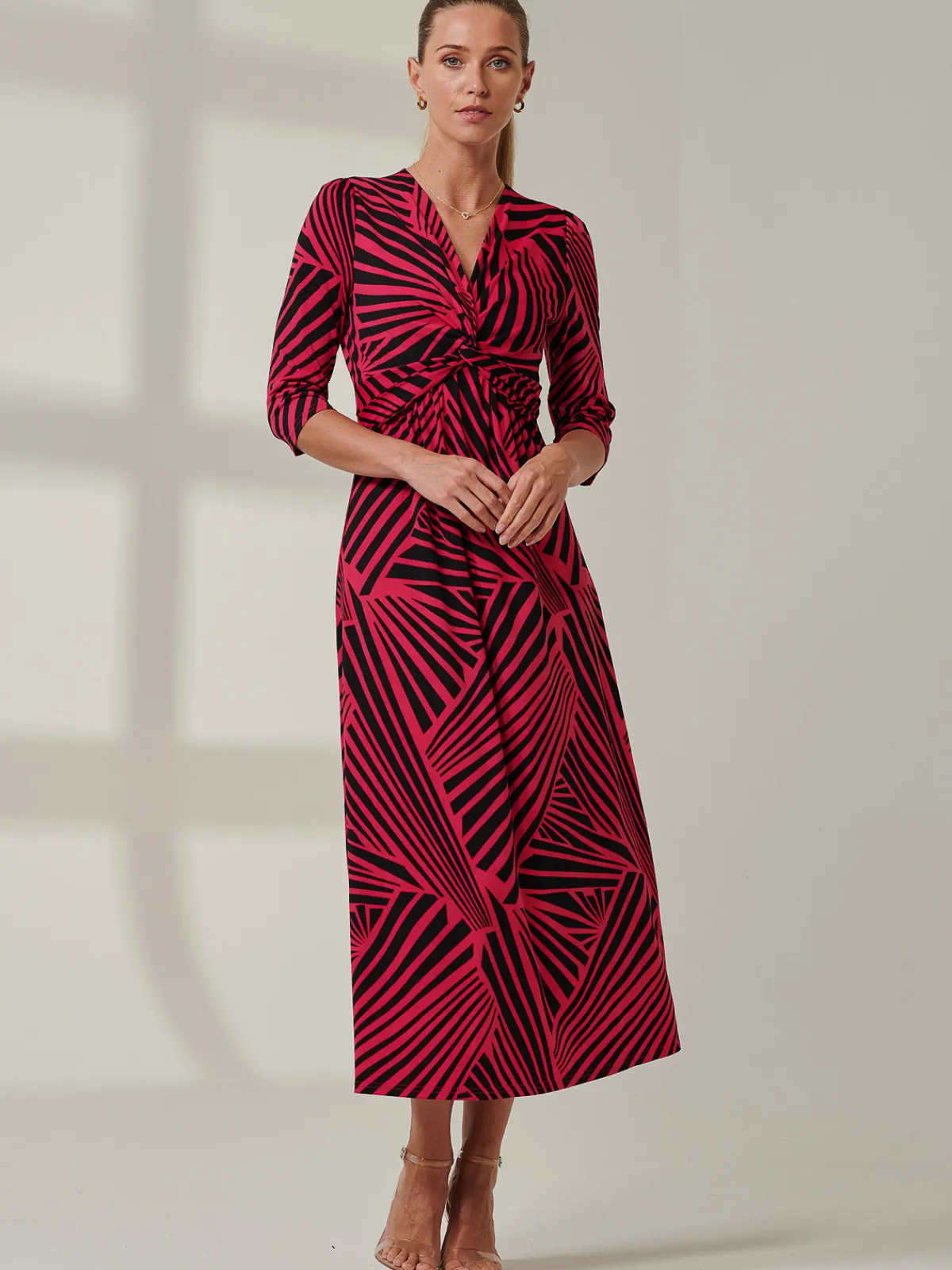 Jolie Moi Office Wear|Occasion Dresses-Twist Front Maxi Dress, Pink Multi
