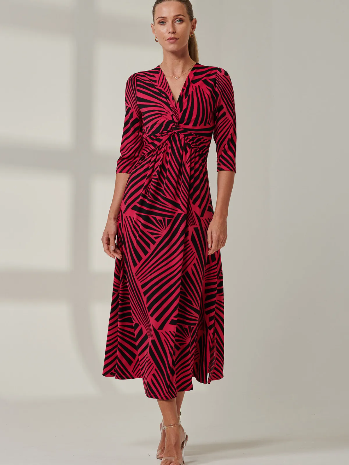 Jolie Moi Office Wear|Occasion Dresses-Twist Front Maxi Dress, Pink Multi