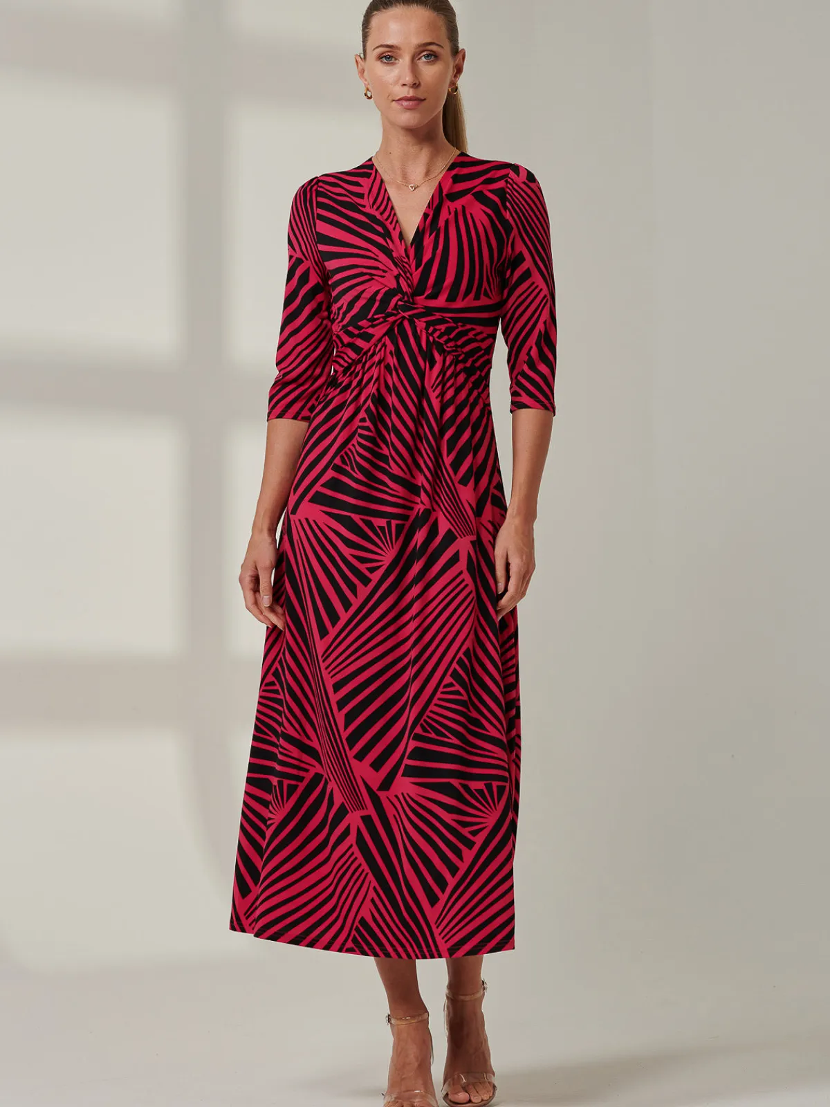 Jolie Moi Office Wear|Occasion Dresses-Twist Front Maxi Dress, Pink Multi