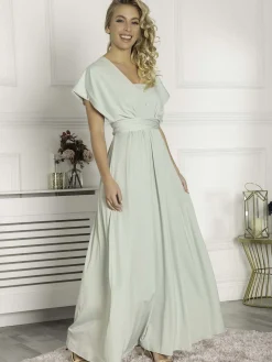 Jolie Moi Occasion Dresses|Maxi Dresses-Twist & Tie Multiway Bridesmaid Maxi Dress with Bandeau, Light Green