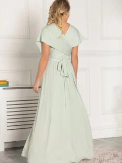 Jolie Moi Occasion Dresses|Maxi Dresses-Twist & Tie Multiway Bridesmaid Maxi Dress with Bandeau, Light Green