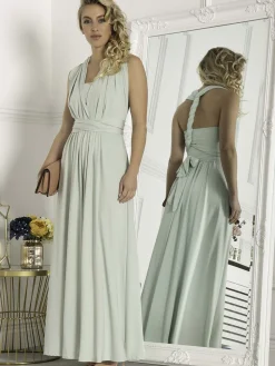 Jolie Moi Occasion Dresses|Maxi Dresses-Twist & Tie Multiway Bridesmaid Maxi Dress with Bandeau, Light Green