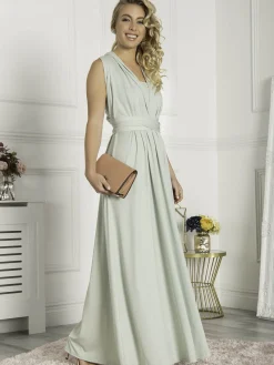 Jolie Moi Occasion Dresses|Maxi Dresses-Twist & Tie Multiway Bridesmaid Maxi Dress with Bandeau, Light Green