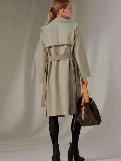 Jolie Moi Coats & Jackets-Two Tone Contrat Trench Coat, Khaki
