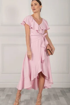 Jolie Moi Occasion Dresses|Mother Of The Bride-Vella Frill Wrap Maxi Dress, Baby Pink