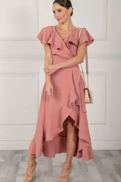 Jolie Moi Occasion Dresses|Maxi Dresses-Vella Frill Wrap Maxi Dress, Mauve