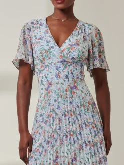 Jolie Moi Occasion Dresses|Office Dresses-V-Neck Chiffon Maxi Dress, Blue Floral
