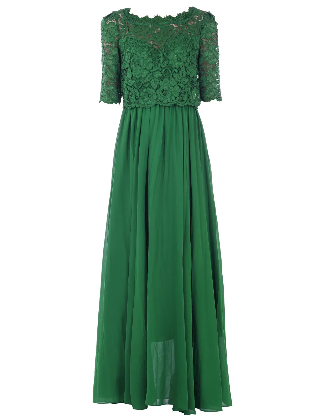 Jolie Moi Occasion Dresses|Mother Of The Bride-Wendy Lace Overlay Maxi Dress, Green