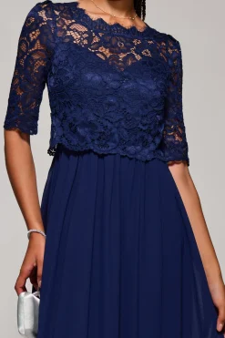 Jolie Moi Occasion Dresses|Mother Of The Bride-Wendy Lace Overlay Maxi Dress, Navy