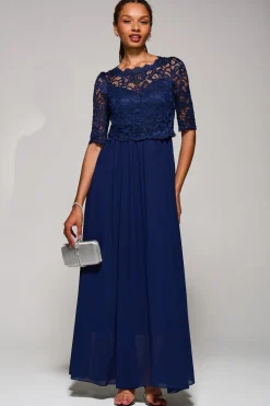 Jolie Moi Occasion Dresses|Mother Of The Bride-Wendy Lace Overlay Maxi Dress, Navy