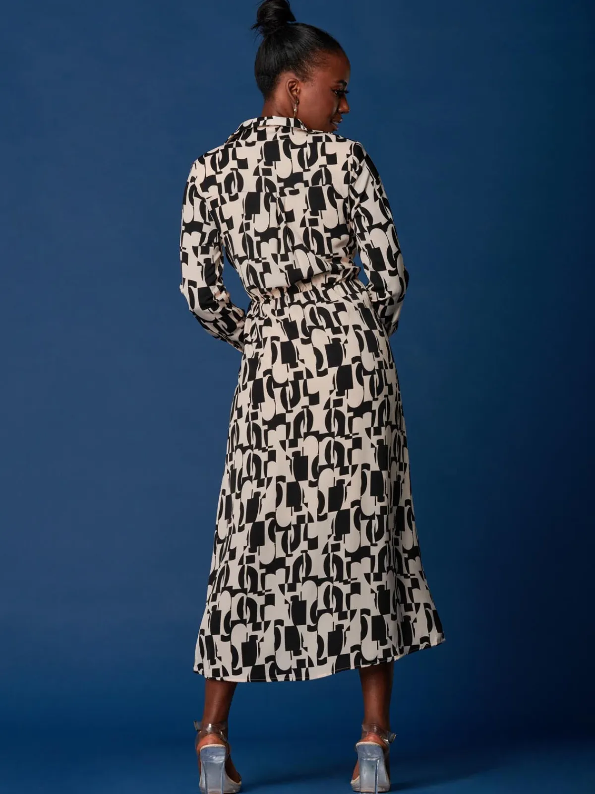 Jolie Moi Occasion Dresses|Weekend Casuals-Wrap Detail Shirt Maxi Dress, Cream/Black
