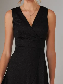 Jolie Moi Occasion Dresses|Sleeveless Dresses-Wrap Frill Hem Maxi Dress, Black