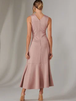 Jolie Moi Occasion Dresses|Sleeveless Dresses-Wrap Frill Hem Maxi Dress, Dusty Pink