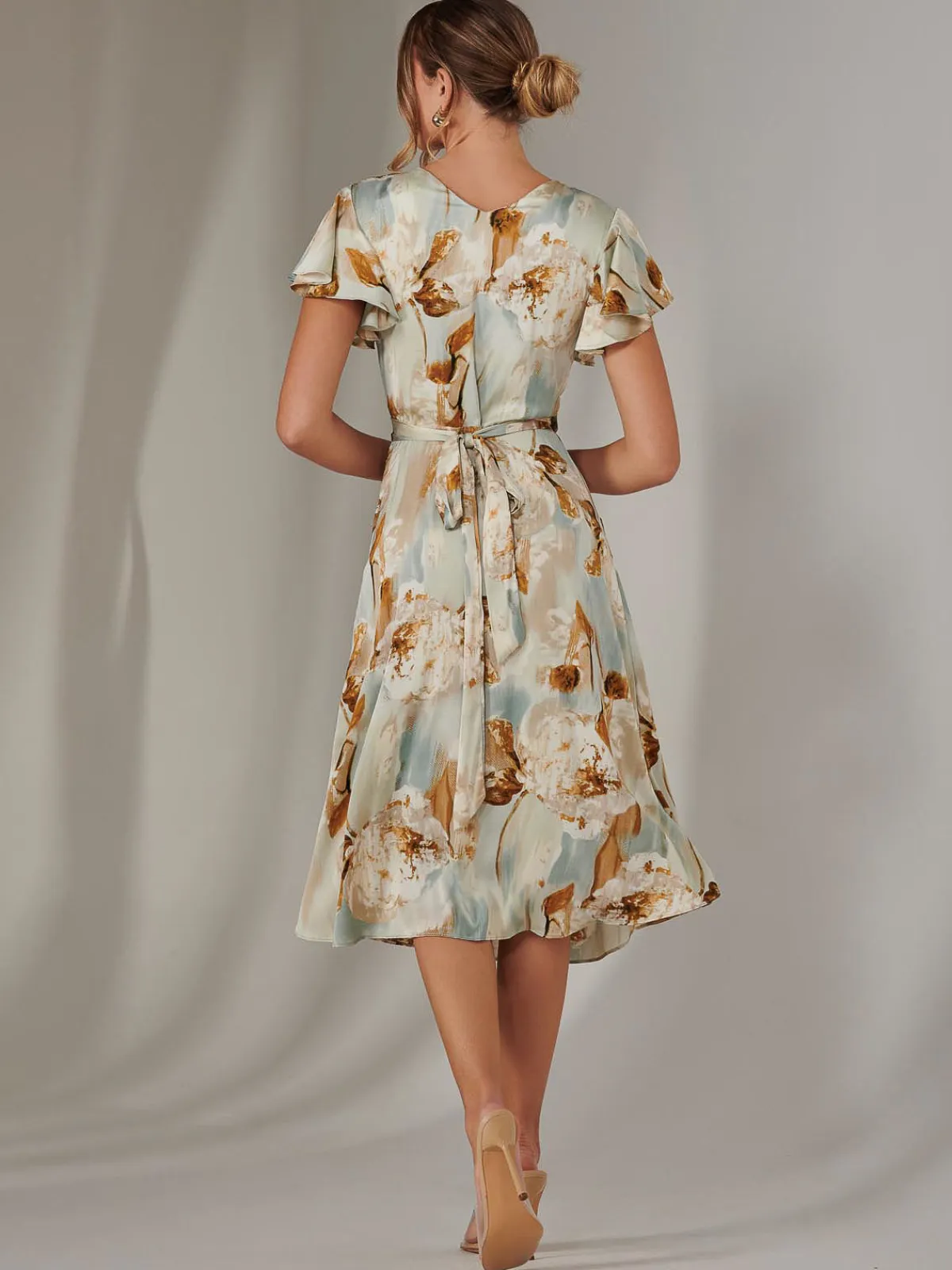 Jolie Moi Occasion Dresses|Floral Dresses-Wrap Front Midi Dress, Mint Green