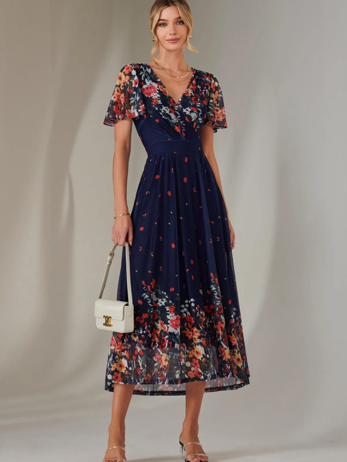 Jolie Moi Occasion Dresses|Floral Dresses-Wrap Maxi Dress, Floral Multi